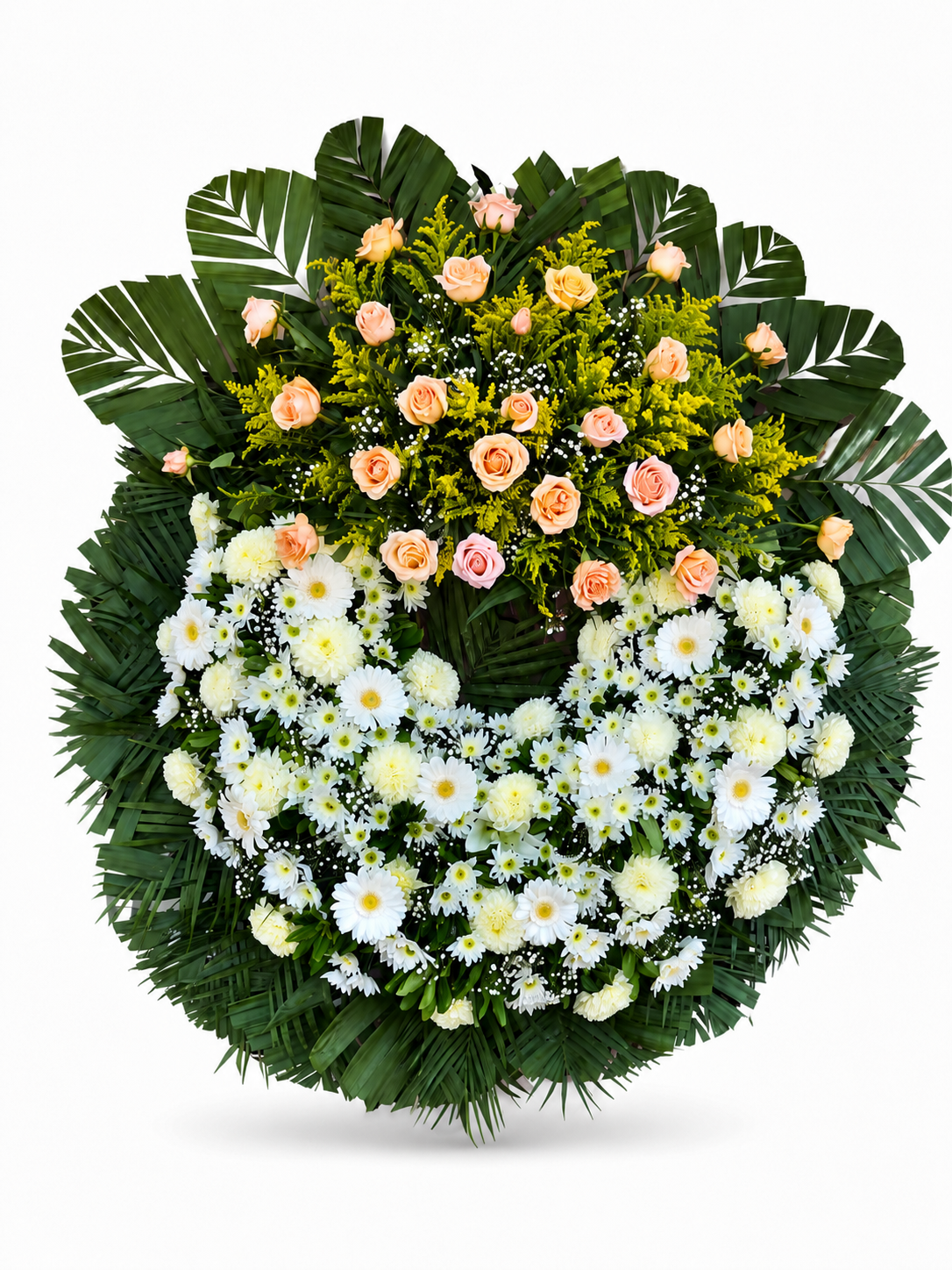 Corona de Condolencias Blanca y Salmón — Ternura Celestial
