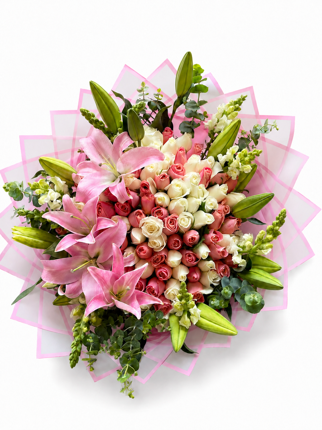 Ramo Buchón Rosa y Blanco Premium – Liliums y Rosas